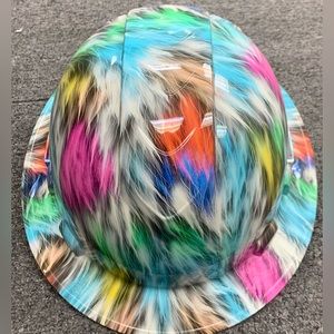 New Full Brim Hard Hat Custom Hydro Dipped RAINNOW FUR
